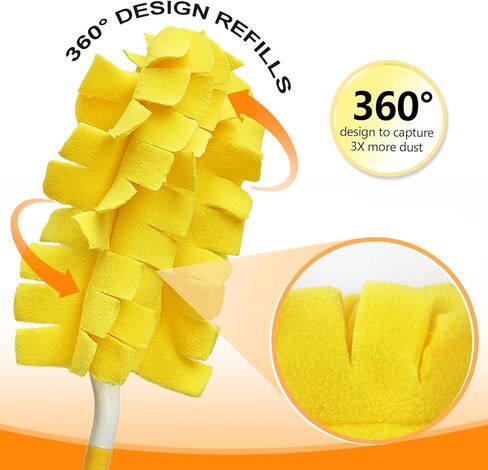 2 Pcs with 1 Handle Reusable Duster Refills, Washable Microfiber Dusters, 360°Cleaning Tools for Home, Office, Blinds, Car, Pet, Furniture, Fan in Saudi Arabia