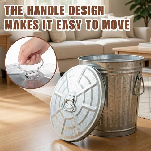 Lounsweer 3 Pack 7 Gallon Galvanized Trash Can with Lid, Equipped with Two Handles for Carrying, Small Metal Trash Can with Lid for Backyard, Lawn, Garden and Yard, Livestock Food, Charcoal, Ice Melt in Saudi Arabia