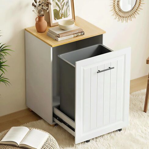 خزانة سلة المهملات القابلة للسحب من ZIFTY بسعة 10 جالون، سلة نفايات المطبخ المخفية المقاومة للحيوانات الأليفة، خزانة قمامة خشبية قائمة بذاتها وخزانة إعادة التدوير للمطبخ وغرفة الغسيل وغرفة المعيشة in Kuwait