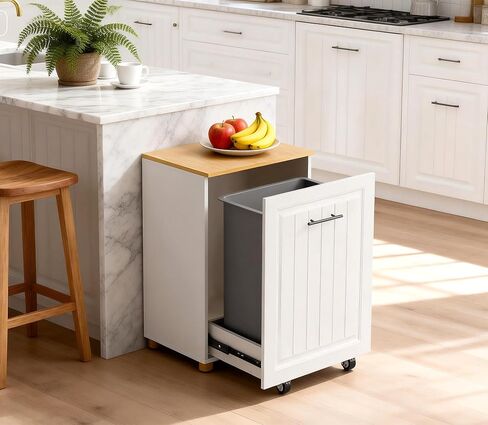 خزانة سلة المهملات القابلة للسحب من ZIFTY بسعة 10 جالون، سلة نفايات المطبخ المخفية المقاومة للحيوانات الأليفة، خزانة قمامة خشبية قائمة بذاتها وخزانة إعادة التدوير للمطبخ وغرفة الغسيل وغرفة المعيشة in Kuwait