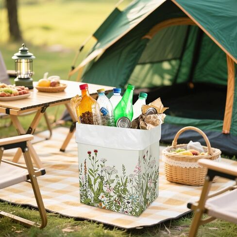 Whaline 3 Pack Wildflower Disposable Trash Cans Vintage Floral Portable Cardboard Garbage Bin with 15 White Trash Bags for Spring Home Kitchen Party in Saudi Arabia