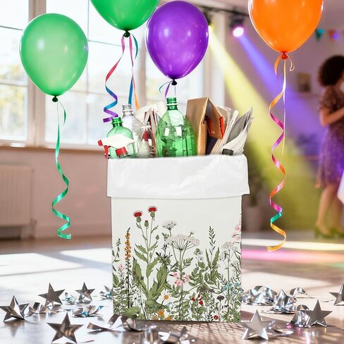Whaline 3 Pack Wildflower Disposable Trash Cans Vintage Floral Portable Cardboard Garbage Bin with 15 White Trash Bags for Spring Home Kitchen Party in Saudi Arabia