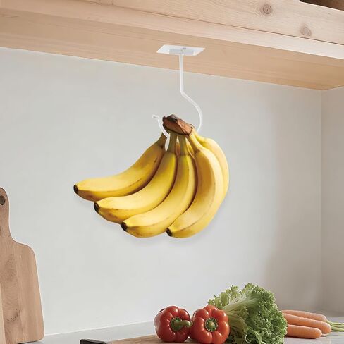 1Pcs White Self-Adhesive Banana Hook, Grape Hook, Kitchen Fruit Hooks, Banana Hanger, Keep Bananas Fresh Under The Cabinet, with Magnetic Absorption Storage Perfect Design in Saudi Arabia