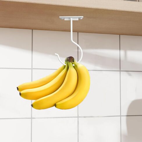 1Pcs White Self-Adhesive Banana Hook, Grape Hook, Kitchen Fruit Hooks, Banana Hanger, Keep Bananas Fresh Under The Cabinet, with Magnetic Absorption Storage Perfect Design in Saudi Arabia