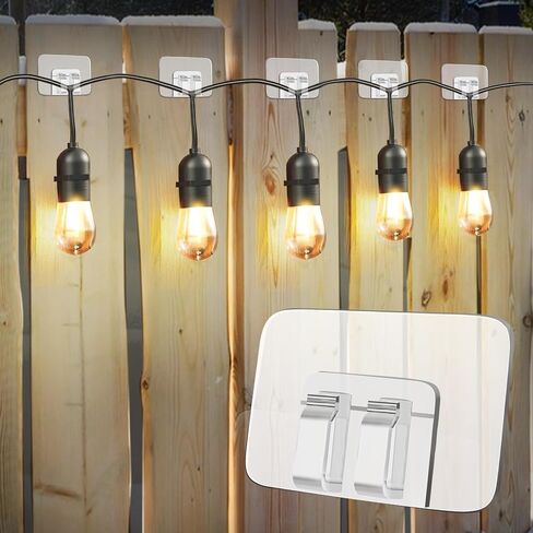 Hooks for Outdoor String Lights Clips: Heavy Duty Cable Clips with Waterproof Adhesive Strips for Hanging Christmas Light - Outside UV-Resistant Clear Sticky Cord Holders Rope Organizer (180) in Kuwait