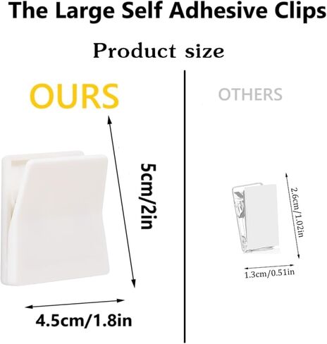 6 قطع مشابك كبيرة ذاتية اللصق، شماعة نسيج، مشابك نسيج حائط، حامل مناشف لاصق بدون حفر، مشبك منشفة للحمام والمطبخ والمنزل والمكتب والفندق، أبيض in Kuwait