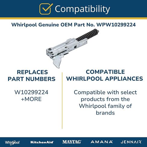 ويرلبول WPW10299224 جزء استبدال مفصل باب الفرن الكهربائي الأصلي OEM - يستبدل W10299224 in Saudi Arabia