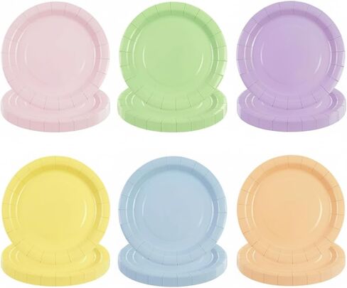 48Pcs Christmas Candy Paper Plates-7" Pastel Colorful Lollipop Peppermint Candyland with 6 Designs Disposable Dessert Dinner Plates for Christmas Sweet Shop Birthday Baby Shower Party Decorations in Kuwait