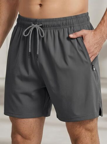 Men's Athletic Shorts with Drawstring Elastic Waist Pockets Lightweight Workout Shorts Gym Casual Wear in Saudi Arabia