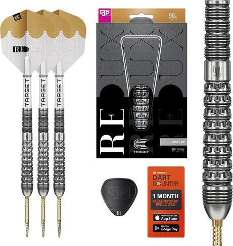 Target Darts Redux 90% Tungsten Swiss Point Steel Tip Dart Set (Barrel 01/02/03), 22G/23G/24G/25G/26G | Pro Ultra No.6 Flights & Pro Grip Tag Shafts, DX Points Gold & SP Tool Included in Saudi Arabia