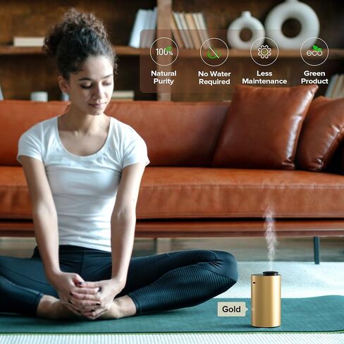 Airversa Waterless Essential Oil Diffuser for Home, Rechargeable and Portable Scent Diffuser with 3 Countdown Timers & Mist Levels for Car Room Studio Office, Scenta Lux Premium Metal Gold in Kuwait