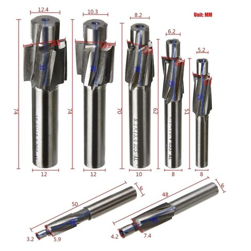 7Pcs M3-M12 Counterbore Milling Cutter High Speed Steel Pilot Slotting Tool End Mill Slot Drill Bit Set in Saudi Arabia