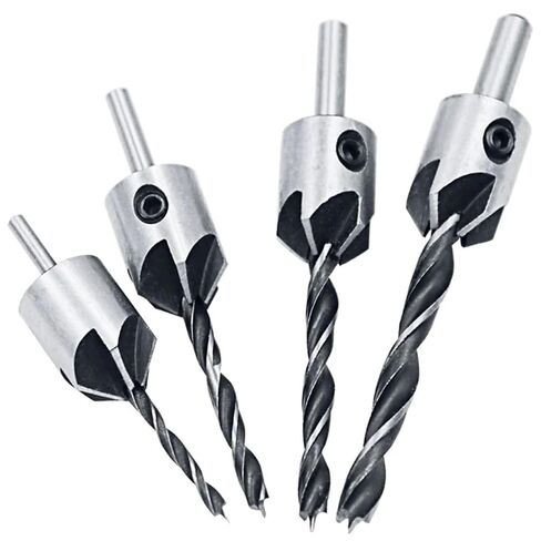 SHOKHI 4PCS Conical Drill Bit Countersink Drill Woodworking Drilling Pilot Holes HSS Chamfer Bit Set Counterbore Cutter Screw Hole Dril in Saudi Arabia