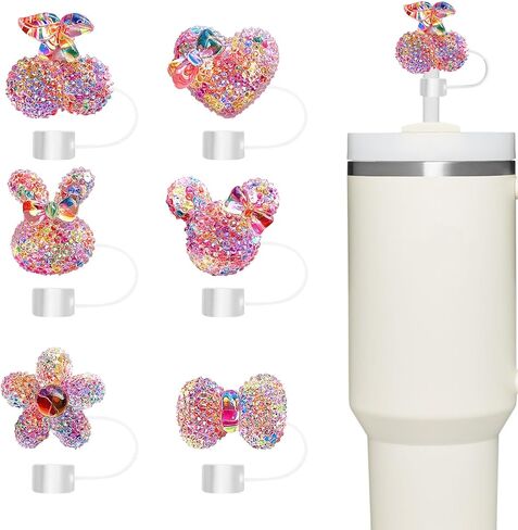 Straw Cover Cap,6PCS Straw Toppers for Stanley Cup, Compatible With 30oz & 40oz Tumblers 10mm Reusable Silicone Accessories,Ideal Gifts for Friends in Kuwait