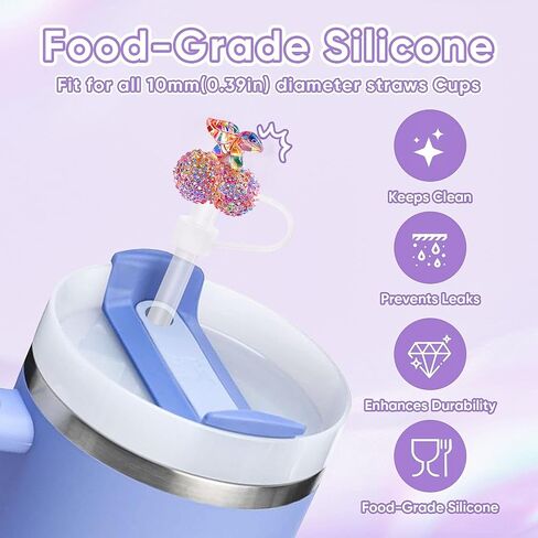 Straw Cover Cap,6PCS Straw Toppers for Stanley Cup, Compatible With 30oz & 40oz Tumblers 10mm Reusable Silicone Accessories,Ideal Gifts for Friends in Kuwait