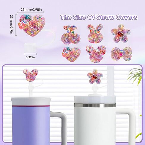 Straw Cover Cap,6PCS Straw Toppers for Stanley Cup, Compatible With 30oz & 40oz Tumblers 10mm Reusable Silicone Accessories,Ideal Gifts for Friends in Kuwait