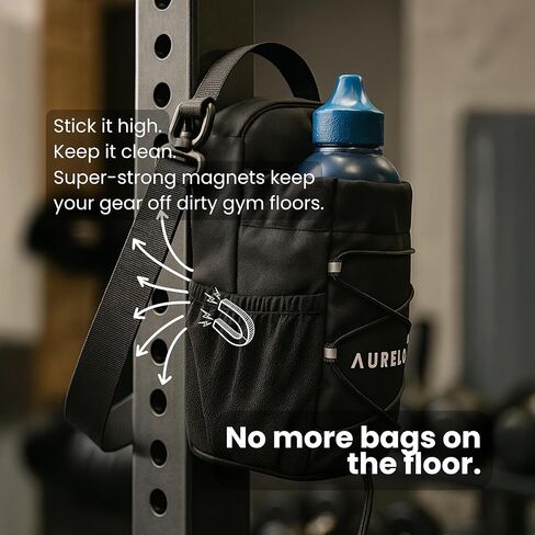Magnetic Gym Bag for Men & Women – Small Gym Bag with Rack Attachment, Water Bottle Holder (Up to 40oz), Compact Workout Bag Keeps Gear Off Floor, Quick-Dry Towel Included in Saudi Arabia