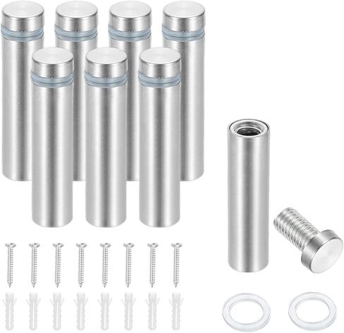 PATIKIL 1/2" x 2" Standoff Screws, 8 Pack Stainless Steel Wall Mount Sign Standoffs Mounting Hardware Advertising Nail for Hanging Acrylic Picture Frame, Silver in Saudi Arabia