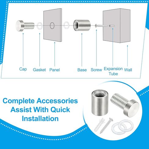 PATIKIL 1/2" x 2" Standoff Screws, 8 Pack Stainless Steel Wall Mount Sign Standoffs Mounting Hardware Advertising Nail for Hanging Acrylic Picture Frame, Silver in Saudi Arabia