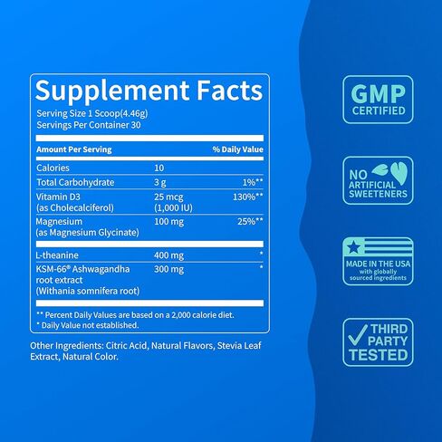 Nello Supercalm Powdered Drink Mix, Yuzu Guava, L Theanine, Ksm-66 Ashwagandha, Magnesium Glycinate, Vitamin D 3, Supplements for Relaxation & Focus, No Sugar, Non GMO, On The Go, 30 Srvgs in Saudi Arabia