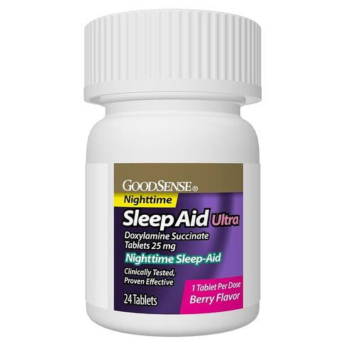 GoodSense Doxylamine Succinate Tablets, 25 mg, Berry Flavored, Night-time Sleep Aid, 24 Count in Kuwait