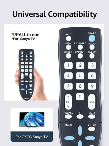جهاز تحكم عن بعد عالمي لتلفزيون Sanyo LCD LED HDTV، جهاز تحكم عن بعد بديل لتلفزيون Sanyo DP19649 DP19648 DP26649 DP26640 (GXCC GXFA) in Saudi Arabia