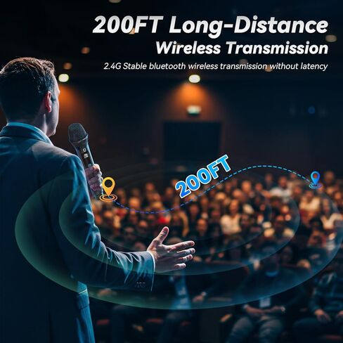 Wireless Microphones, Two Rechargeable Bluetooth 5.3 Microphones for Karaoke Singing, Rechargeable Dynamic Mic System with Receiver for Church, Party, Meeting, Speech, PA System, Plug and Play (Gray) in Kuwait