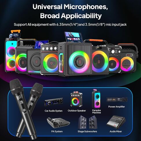 Wireless Microphones, Two Rechargeable Bluetooth 5.3 Microphones for Karaoke Singing, Rechargeable Dynamic Mic System with Receiver for Church, Party, Meeting, Speech, PA System, Plug and Play (Gray) in Kuwait