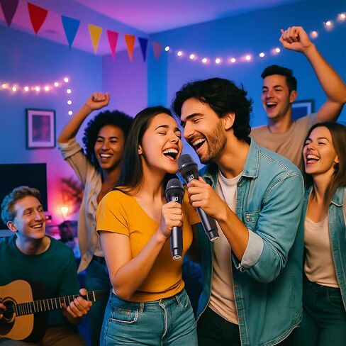 Wireless Microphones, Two Rechargeable Bluetooth 5.3 Microphones for Karaoke Singing, Rechargeable Dynamic Mic System with Receiver for Church, Party, Meeting, Speech, PA System, Plug and Play (Gray) in Kuwait