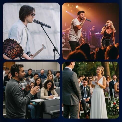 Wireless Microphones, Two Rechargeable Bluetooth 5.3 Microphones for Karaoke Singing, Rechargeable Dynamic Mic System with Receiver for Church, Party, Meeting, Speech, PA System, Plug and Play (Gray) in Kuwait