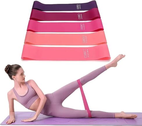 Resistance Loop Exercise Bands, 5 Set of Different Resistance Levels Elastic Bands for Home Fitness, Stretching in Saudi Arabia