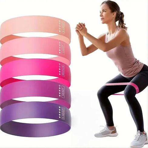 Resistance Loop Exercise Bands, 5 Set of Different Resistance Levels Elastic Bands for Home Fitness, Stretching in Saudi Arabia