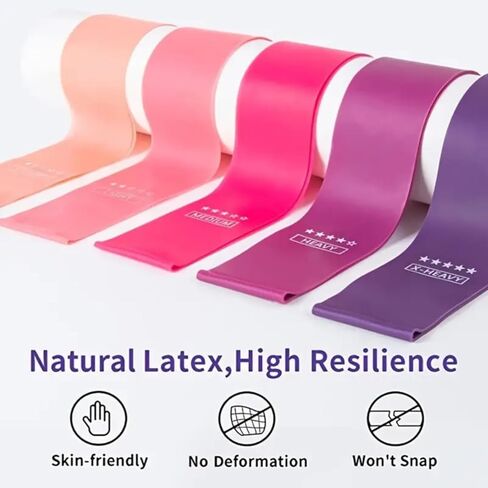 Resistance Loop Exercise Bands, 5 Set of Different Resistance Levels Elastic Bands for Home Fitness, Stretching in Saudi Arabia