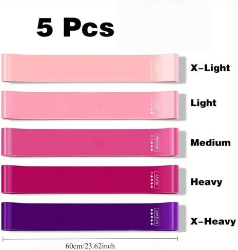 Resistance Loop Exercise Bands, 5 Set of Different Resistance Levels Elastic Bands for Home Fitness, Stretching in Saudi Arabia