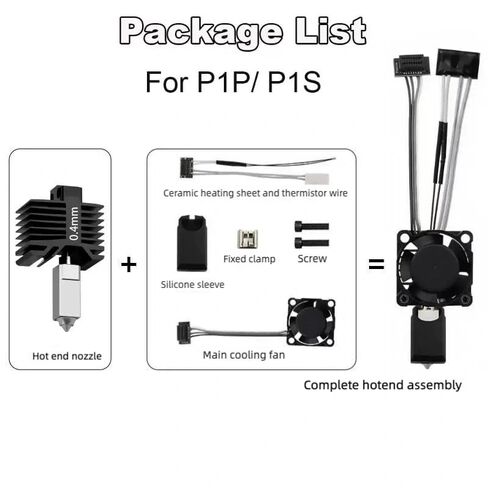 Original P1S P1P Hotend Complete Kit, Full Assembly Hot End Print Head with Ceramic Heater, Thermistor, Cooling Fan, 0.4mm Hardened Steel Nozzle, Hotend Replacement for Bambuu Lab P1 (for P1 Series) in Saudi Arabia