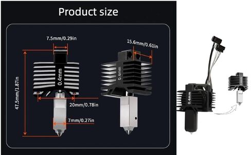مجموعة P1S P1P Hotend الكاملة الأصلية، رأس طباعة كامل التجميع مع سخان سيراميك، ثيرمستور، مروحة تبريد، فوهة فولاذية صلبة 0.4 مم، استبدال Hotend لمختبر Bambuu P1 (لسلسلة P1) in Kuwait