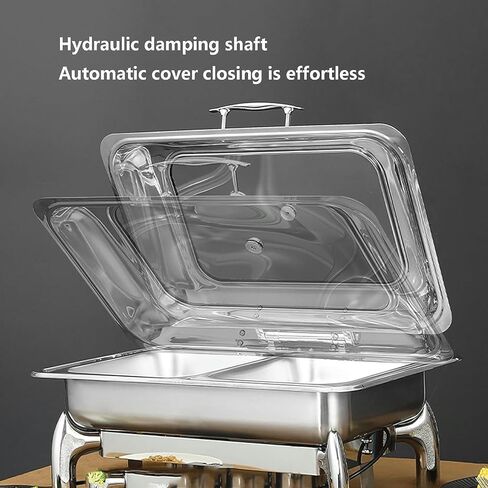 Buffet Stove - Round Food Insulated Plate, Food Insulated Buffet, Hot Pot Buffet Set, Stainless Steel Hot Plate Buffet Set with Glass Viewing Lid and Built-in Lid Ho,Round High Style-9L in Saudi Arabia