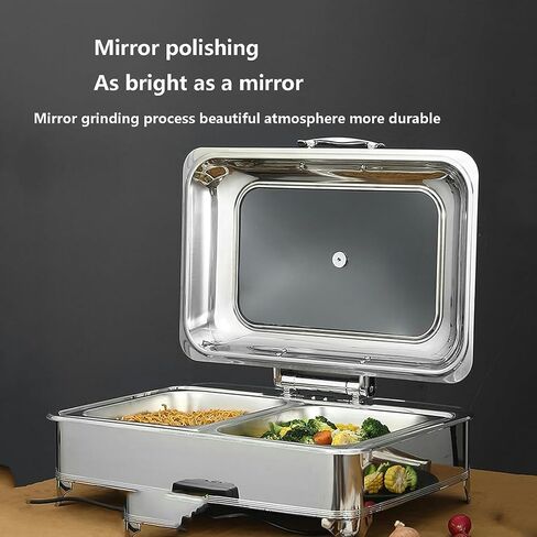 Buffet Stove - Round Food Insulated Plate, Food Insulated Buffet, Hot Pot Buffet Set, Stainless Steel Hot Plate Buffet Set with Glass Viewing Lid and Built-in Lid Ho,Round High Style-9L in Saudi Arabia