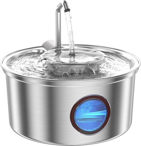 Cat Water Fountain Stainless Steel - 108oz/3.2L Ultra-Quiet Cat Fountain for Drinking with Removable Water Bowl, Kitty Spout Fountain with 3 Filters Supplies for Cats, Small Dogs, Multiple Pets in Saudi Arabia
