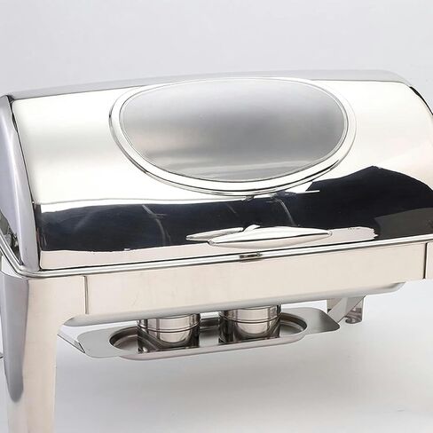 Hot Pot Buffet Set - Stainless Steel Buffet Heating Tray, Foldable Rectangular Catering, Durable Frame with Lid and Burning Fuel Rack Suitable for Kitchen Party Buff,Silver-9L in Saudi Arabia