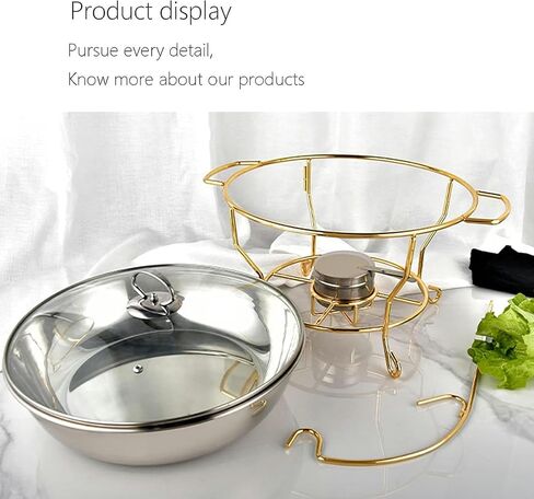 Hot Pot Buffet Set - Stainless Steel Buffet Heating Tray, Foldable Rectangular Catering, Durable Frame with Lid and Burning Fuel Rack for Kitchen Parties,Gilding-6L in Saudi Arabia