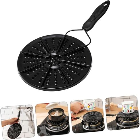 POPETPOP Heat Diffuser Plate for Gas Stove Black Heat Conduction Plate Thermal Guide Easy to Clean Cooking Accessory Flame Reducer for Even Heating in Saudi Arabia