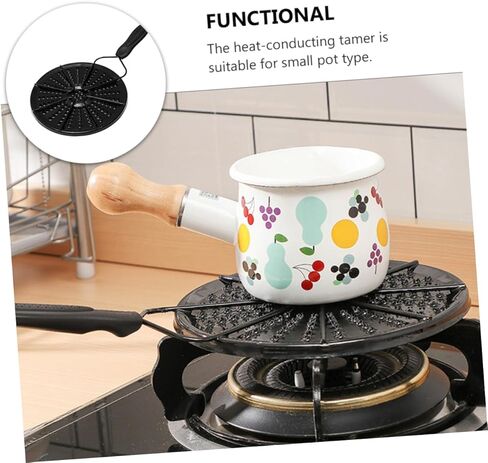 POPETPOP Heat Diffuser Plate for Gas Stove Black Heat Conduction Plate Thermal Guide Easy to Clean Cooking Accessory Flame Reducer for Even Heating in Saudi Arabia