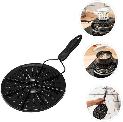 POPETPOP Heat Diffuser Plate for Gas Stove Black Heat Conduction Plate Thermal Guide Easy to Clean Cooking Accessory Flame Reducer for Even Heating in Saudi Arabia
