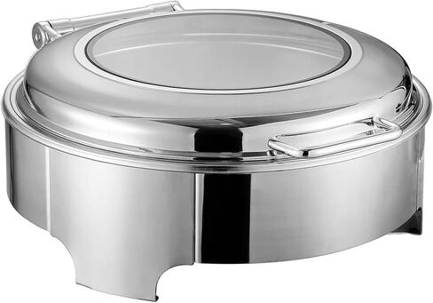 Buffet Stove - Round Food Insulated Plate, Food Insulated Buffet, Hot Pot Buffet Set, Stainless Steel Hot Plate Buffet Set with Glass Viewing Lid and Built-in Lid Ho,Round High Style-9L in Saudi Arabia