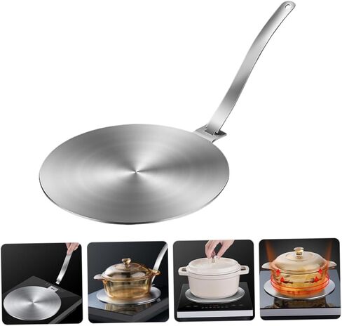 STOBAZA Stainless Steel Induction Cooktop Adapter Plate 24cm Heat Diffuser Adjustable Handle Compatible Cookware for Electric and Gas Stoves Versatile Cooking Tool in Saudi Arabia