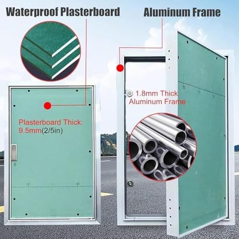 باب لوحة وصول مخفي مقاس 14 × 36 للجدران الجافة، باب فحص من الألومنيوم للاستخدام الصناعي والسكني والتجاري، تصميم مخفي، باب الوصول إلى السباكة (14 بوصة × 36 بوصة) in Kuwait