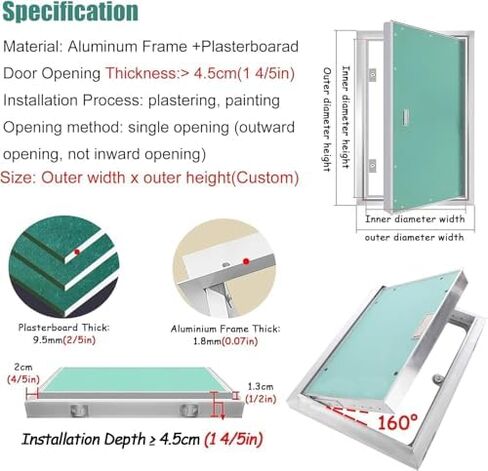 باب لوحة وصول مخفي مقاس 14 × 36 - باب وصول متين من الألومنيوم للحوائط الجافة، مثالي للسباكة السكنية والتجارية، والتدفئة والتهوية وتكييف الهواء، وحلول الفحص الكهربائي in Kuwait
