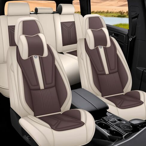 Luxury Car Seat Covers Fit for Volvo S60 2002-2025, Premium Leather Seat Protectors, Waterproof Non-Slip Seat Cover, All Weather Cover for Car Seat (2 Front Luxury,Beige) in Saudi Arabia