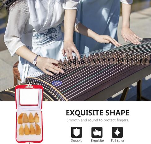 أغطية أظافر الأصابع من HANABASS Guzheng متوسطة الحجم سميكة على شكل قرن الثور، اعواد أصابع وهمية مع حماية لأطراف الأصابع لممارسة Guzheng والأداء، لون عشوائي in Kuwait